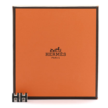 Hermes Palladium Lacquered Mini Pop H Earrings Black 5 of 5