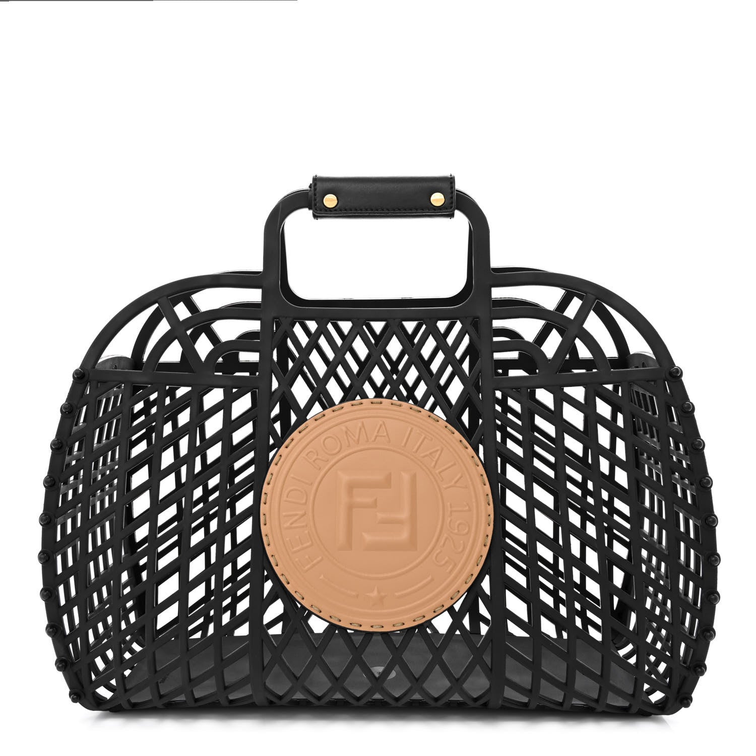 Fendi Recycled Plastic Vitello Liberty Matte Medium Fendi Basket Black Miele Scuro 1 of 11