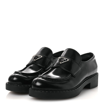 Prada Vernice Triangle 50mm Loafers 39 Black 4 of 11