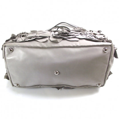 Valentino Garavani Leather Floral Tote Gray 4 of 10