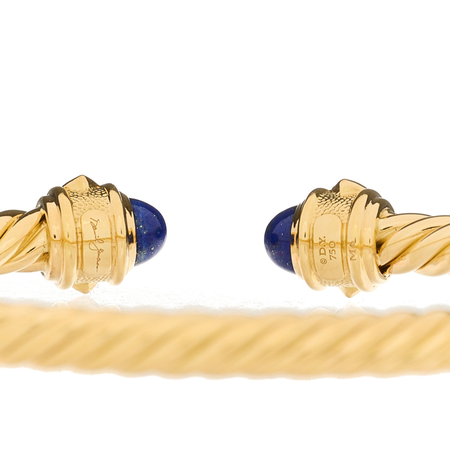 David Yurman 18K Yellow Gold Lapis Lazuli Hampton Blue Topaz 5mm Cable Renaissance Bracelet 3 of 3