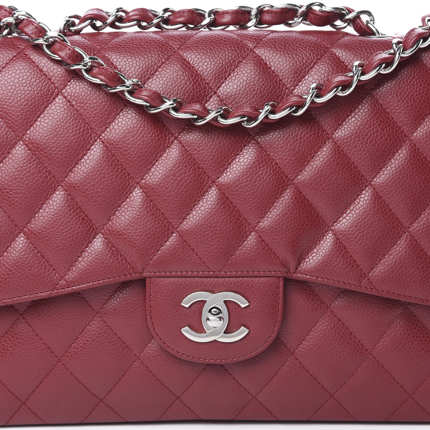 Caviar Quilted Jumbo Single Flap Red