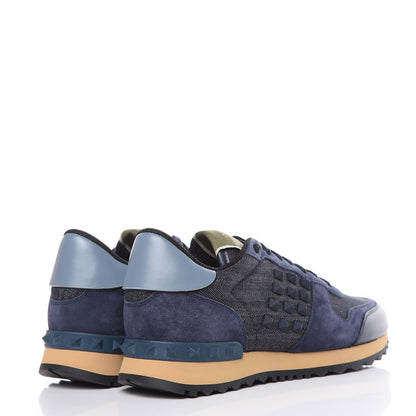 Valentino Garavani Denim Calfskin Suede Rockstud Sneakers 37.5 Deep Denim 4 of 9