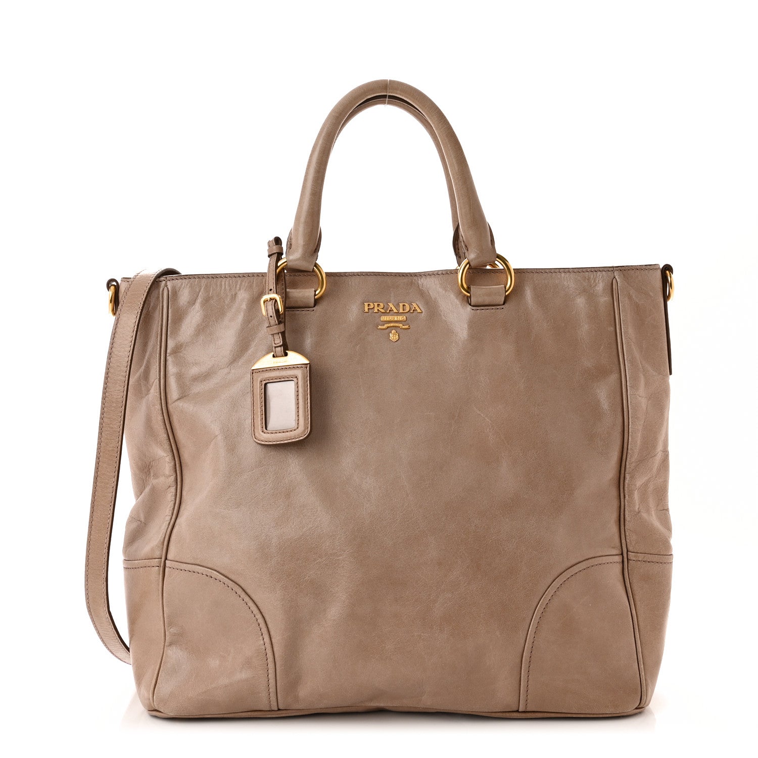Prada Vitello Shine Shopping Satchel Argilla 1 of 15