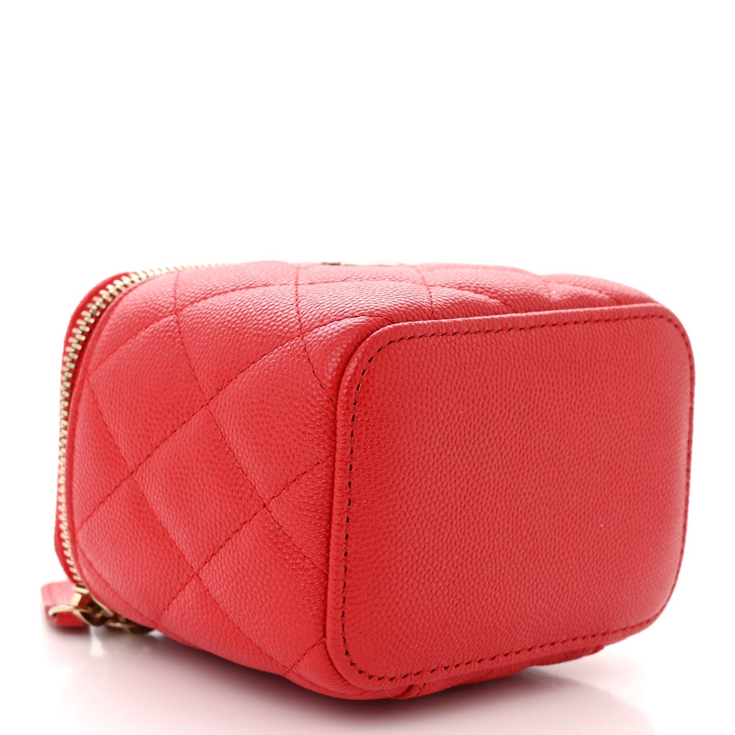 Caviar Quilted Mini Vanity Case With Chain Red