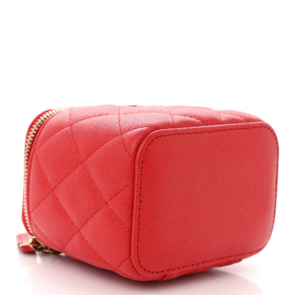 Chanel Caviar Quilted Mini Vanity Case With Chain Red 4 of 11