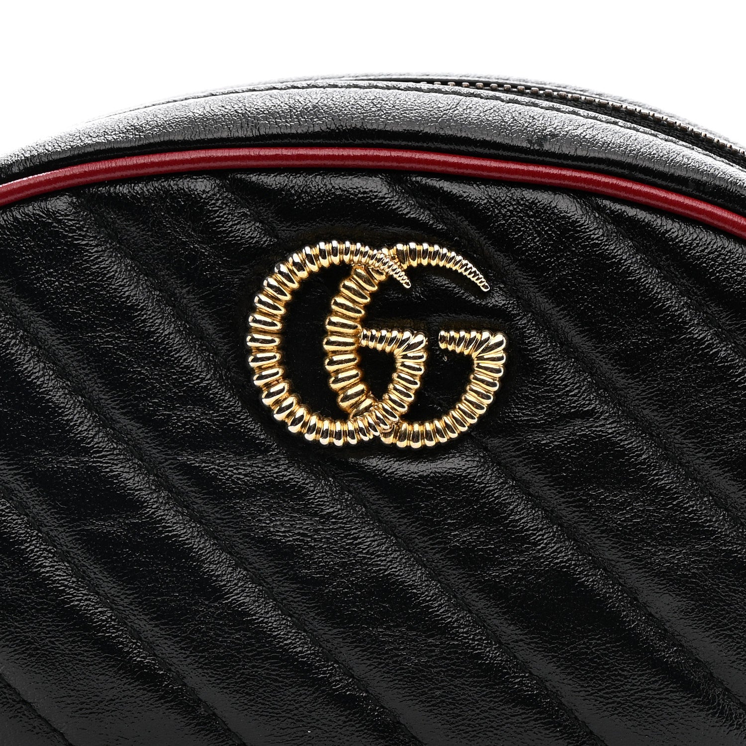 Gucci Azalea Calfskin Matelasse Diagonal Torchon GG Marmont Belt Bag 85 34 Black Romantic Cerise 9 of 12