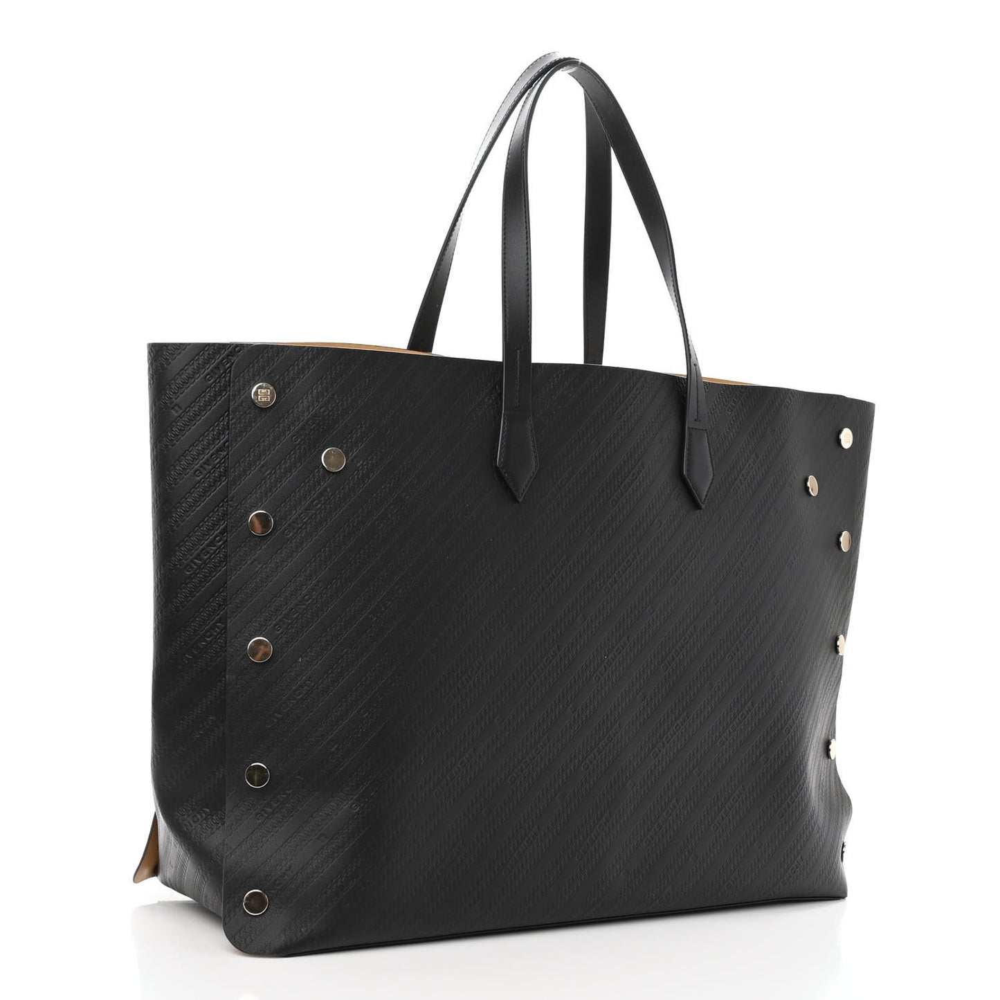 Calfskin Chain Embossed Large Bond Shopper Tote Black