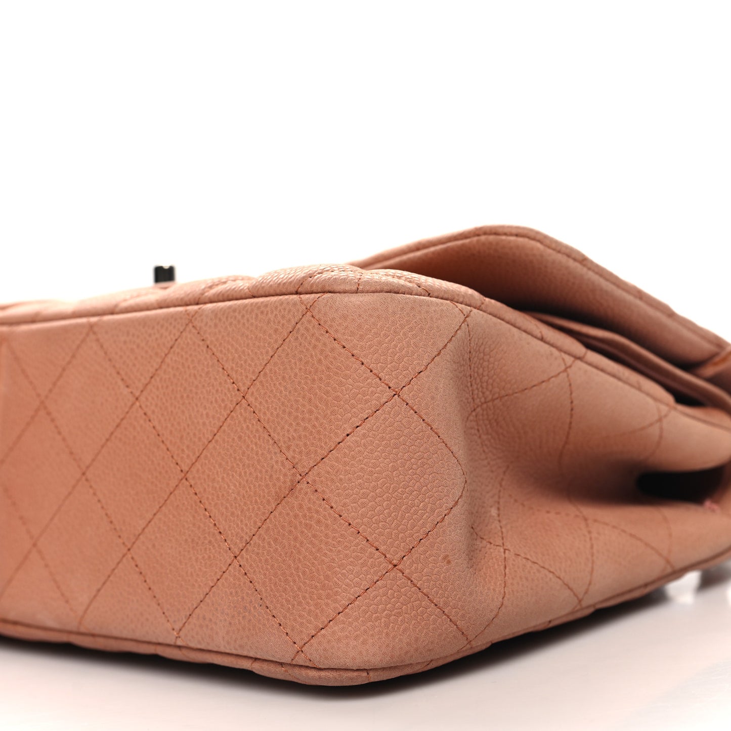 Iridescent Caviar Quilted Jumbo Double Flap Dark Beige