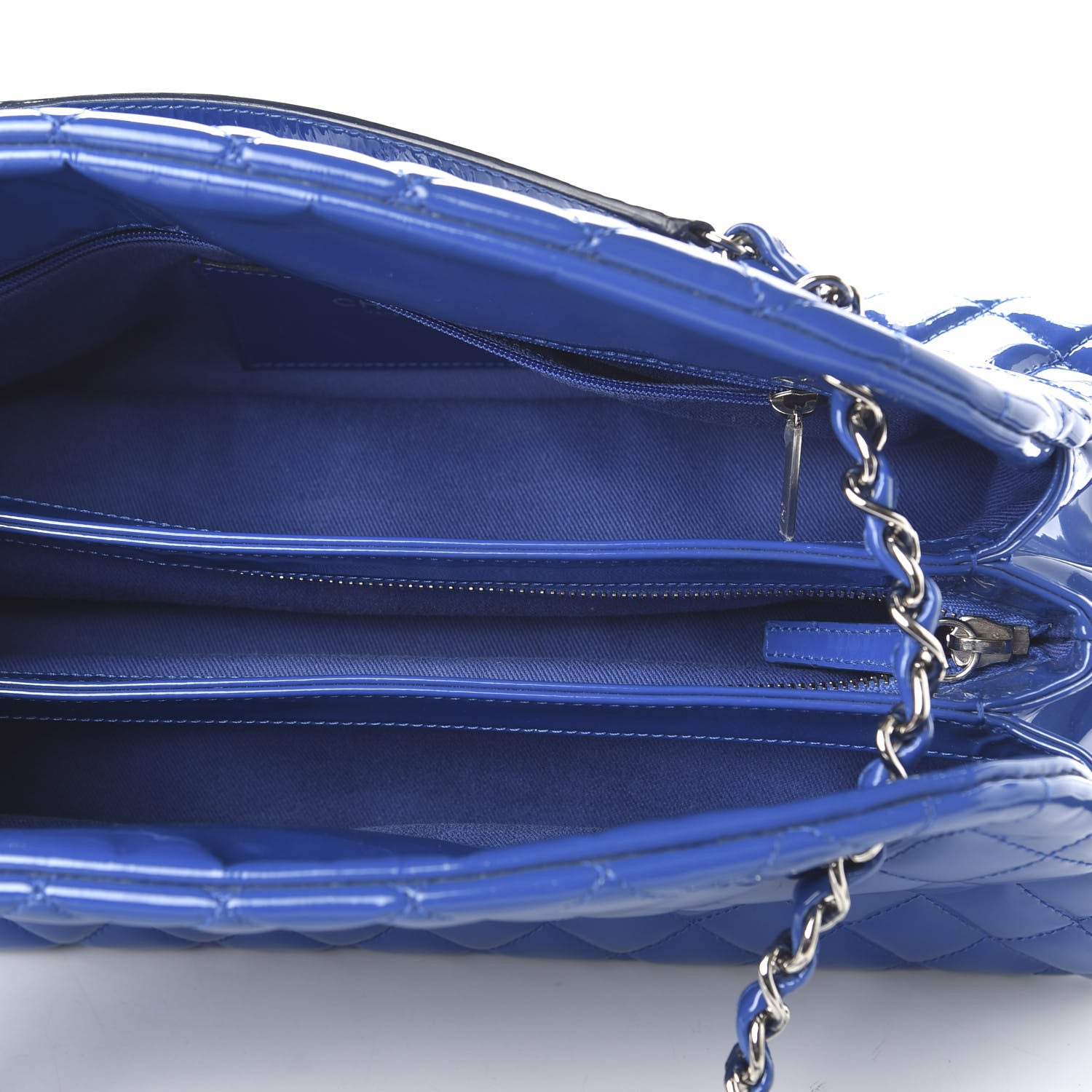 Chanel Patent Quilted Medium Just Mademoiselle Blue 5 of 10