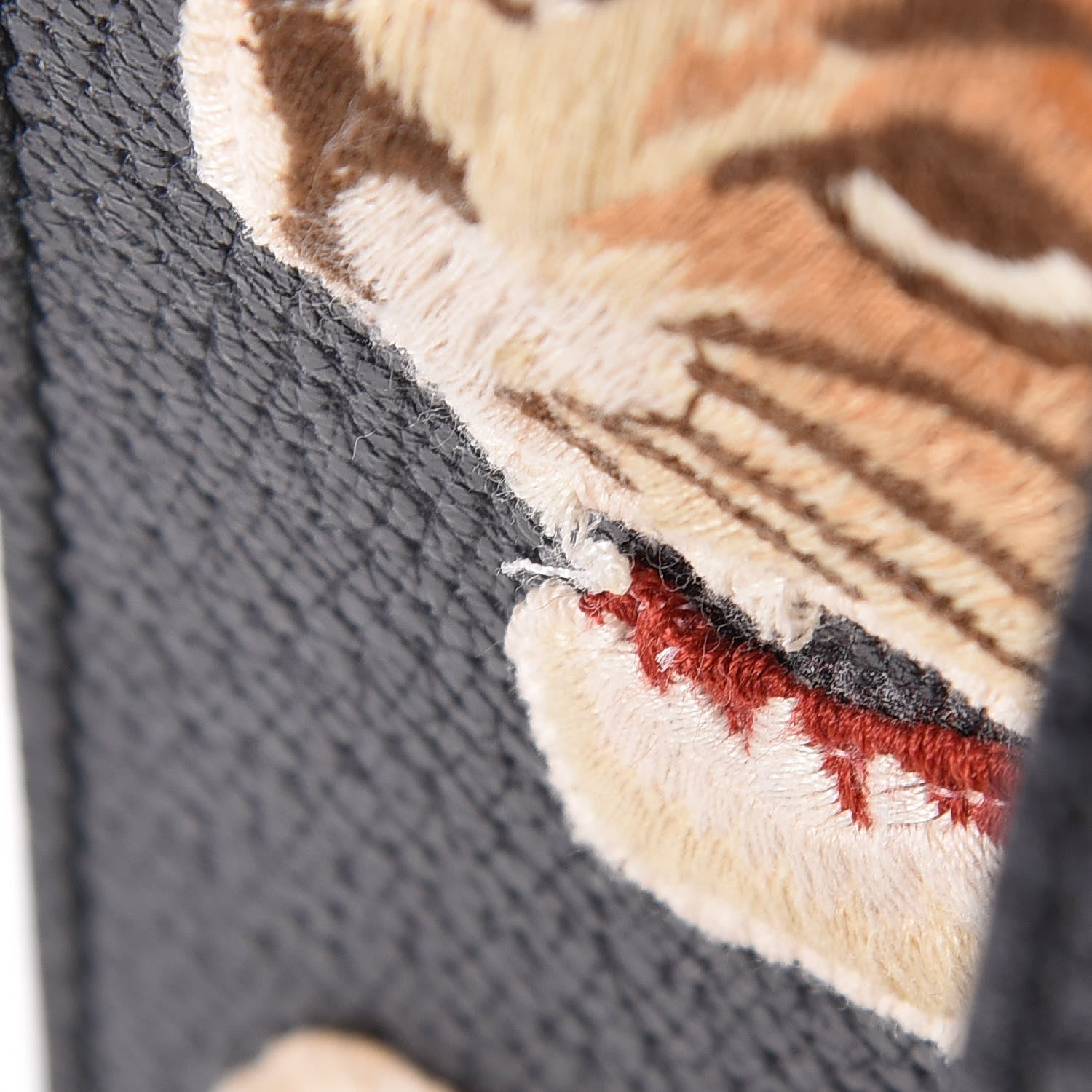 Gucci Calfskin Embroidered Tiger Messenger Bag Black 8 of 12