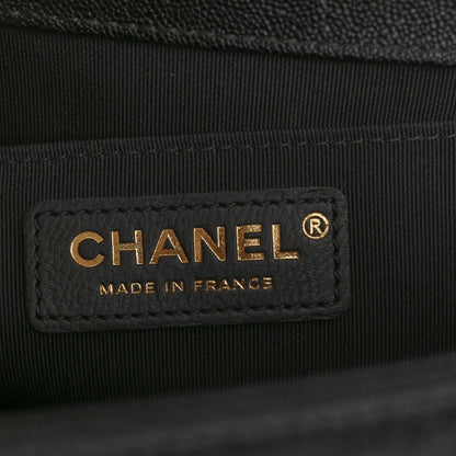 Chanel Caviar Chevron Quilted Medium Boy Flap Black 6 of 13