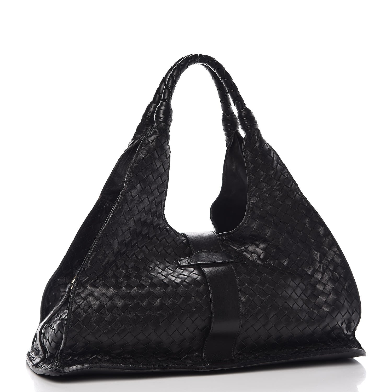 Bottega Veneta Nappa Intrecciato Shoulder Bag Black 3 of 17