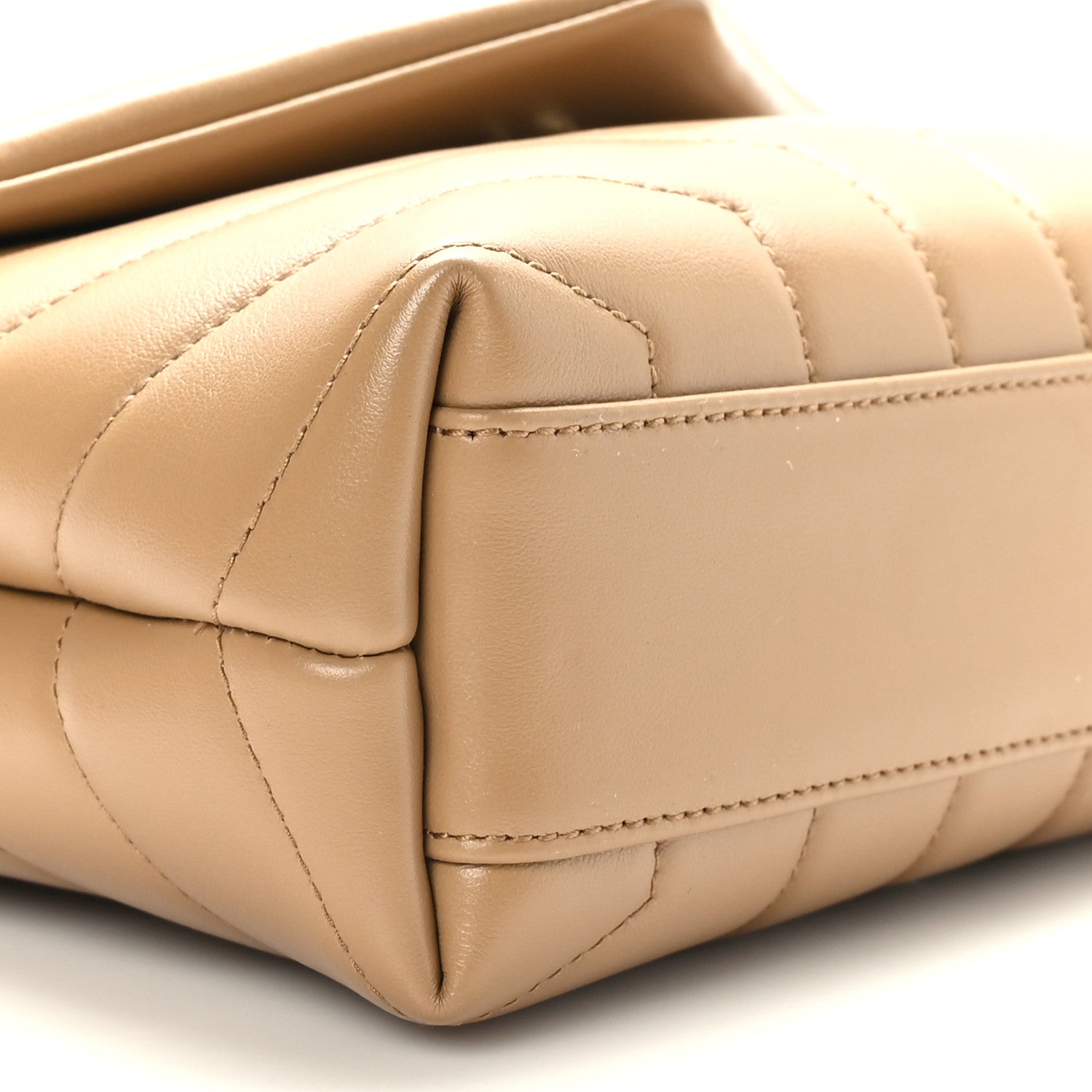 Saint Laurent Calfskin Y Quilted Monogram Toy Loulou Crossbody Bag Latte 7 of 8