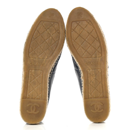 Chanel Lambskin CC Espadrilles 39 Navy Black 5 of 14