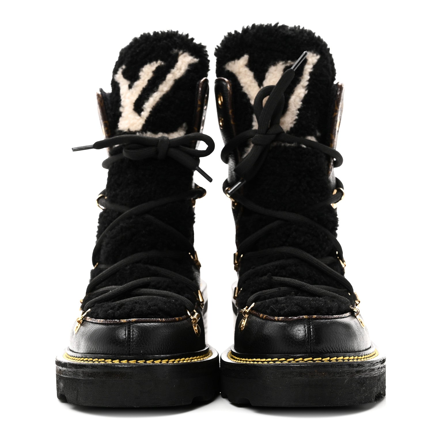 Louis Vuitton Grained Calfskin Shearling LV Beaubourg Ankle Boots 37.5 Black 3 of 9