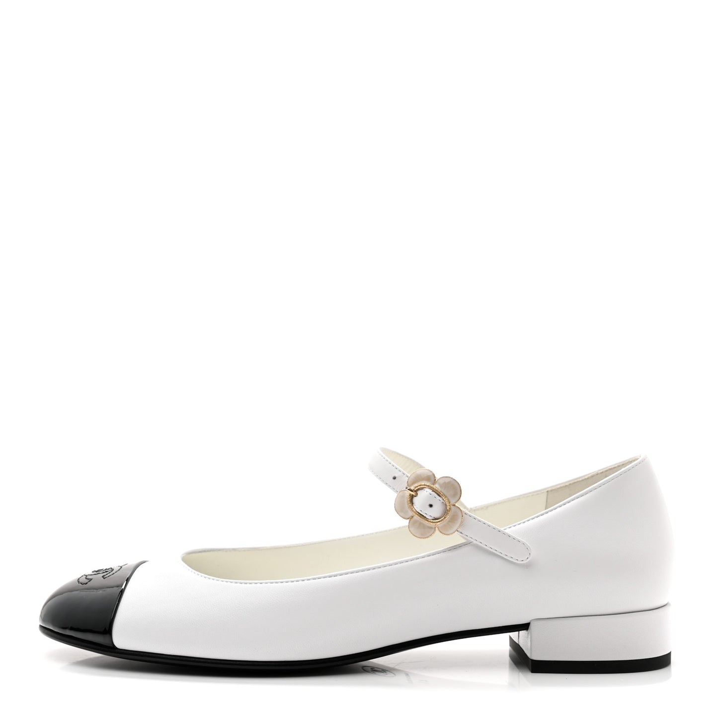 Patent Lambskin Mary Jane Flats 41 White Black