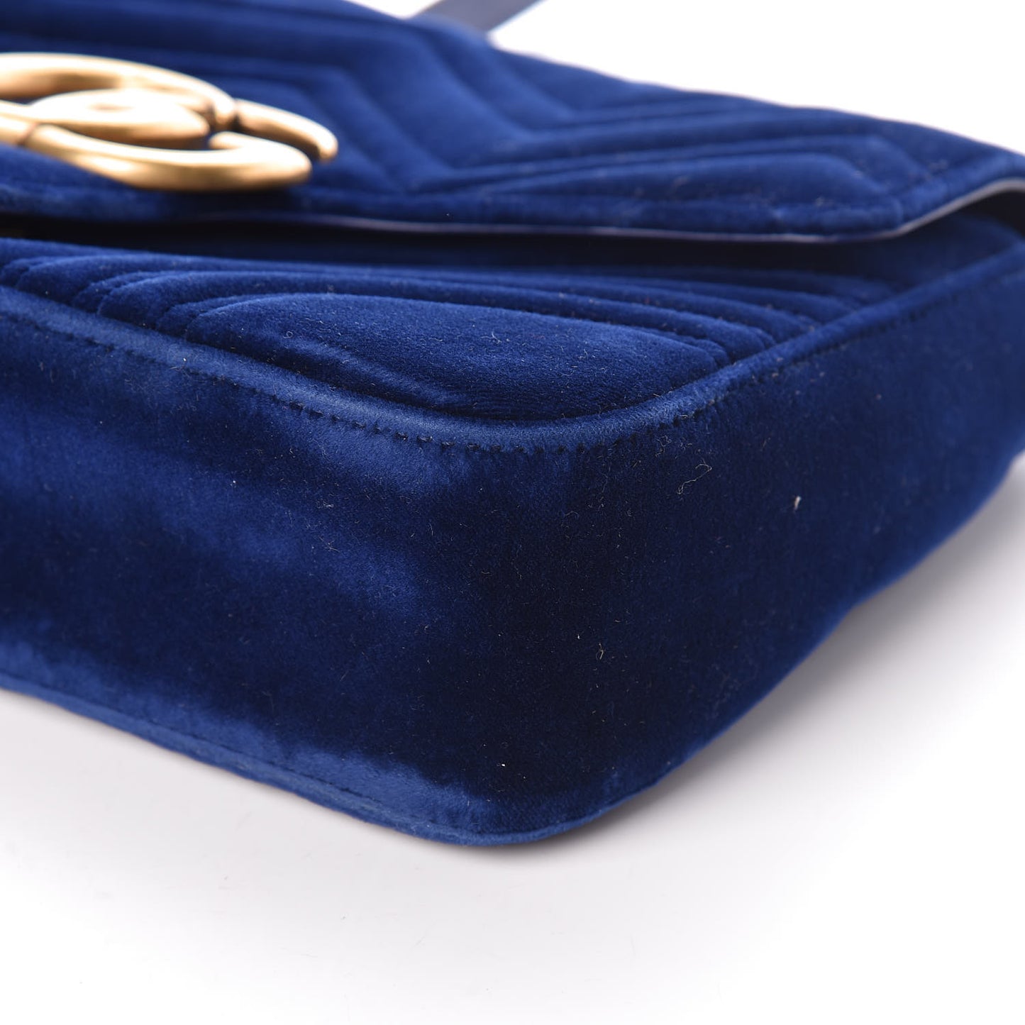 Velvet Matelasse Medium GG Marmont Shoulder Bag Cobalt Blue