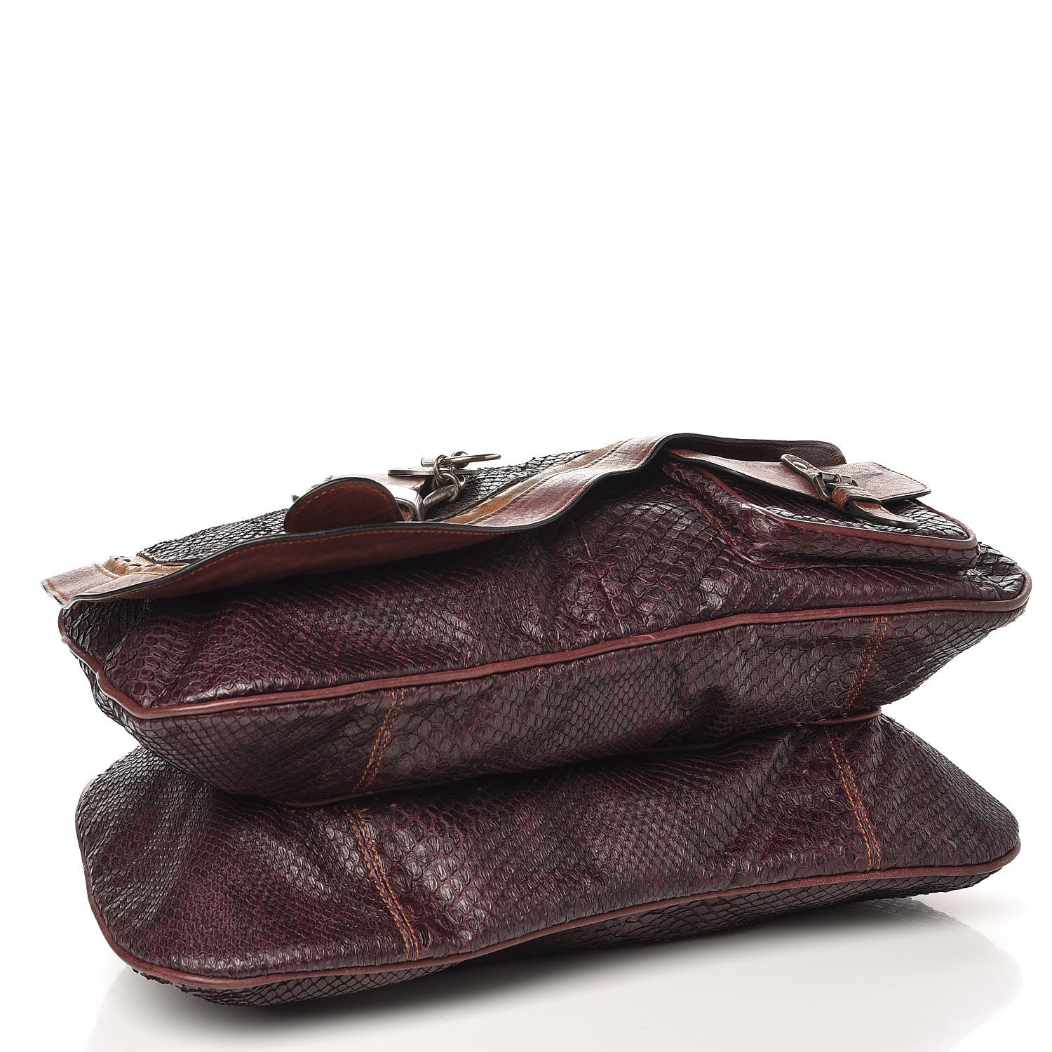 Christian Dior Python Calfskin Large Gaucho Red 4 of 7