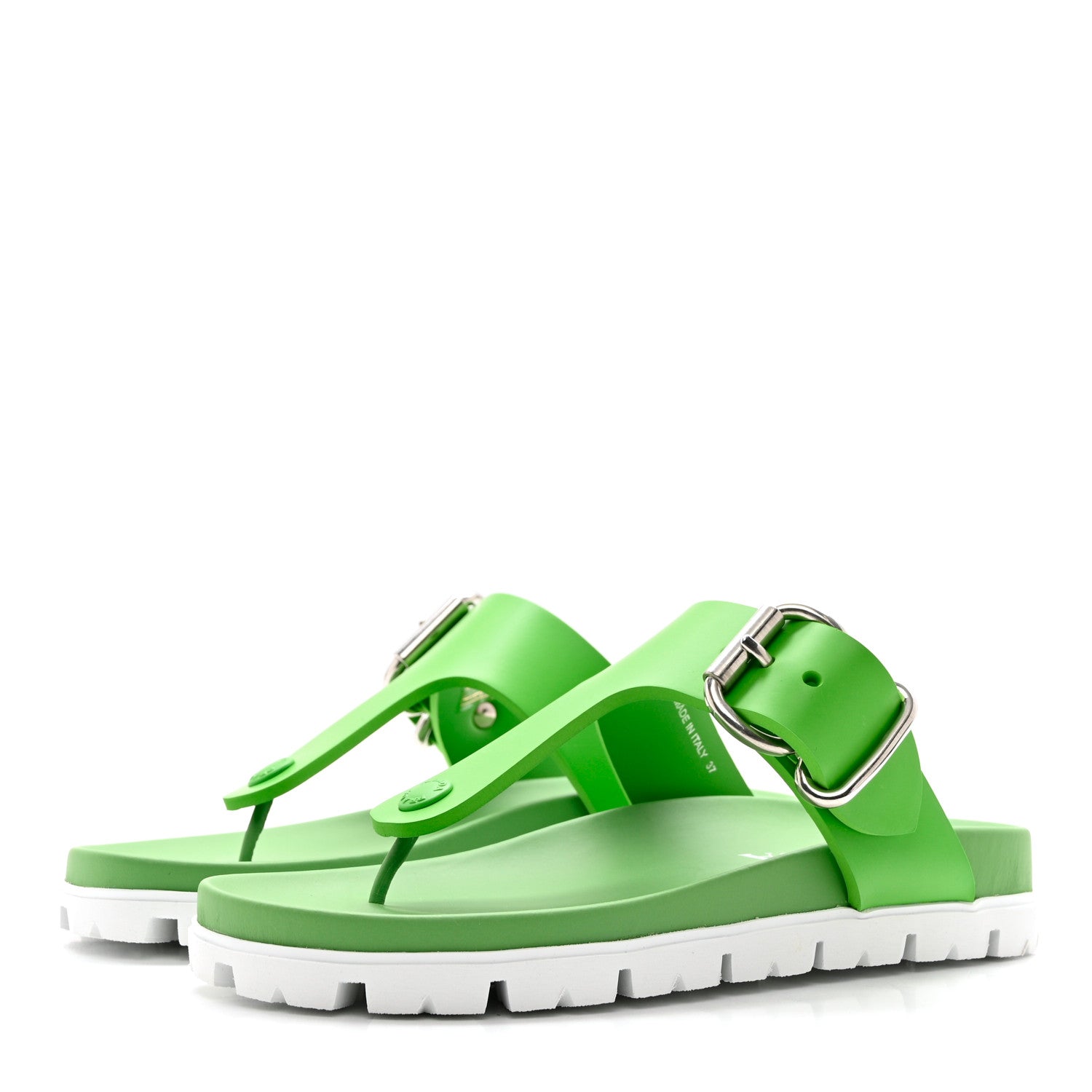 Prada EVA Rubber Buckled Lug Sole 20mm Thong Sandals 37 Mela 3 of 8