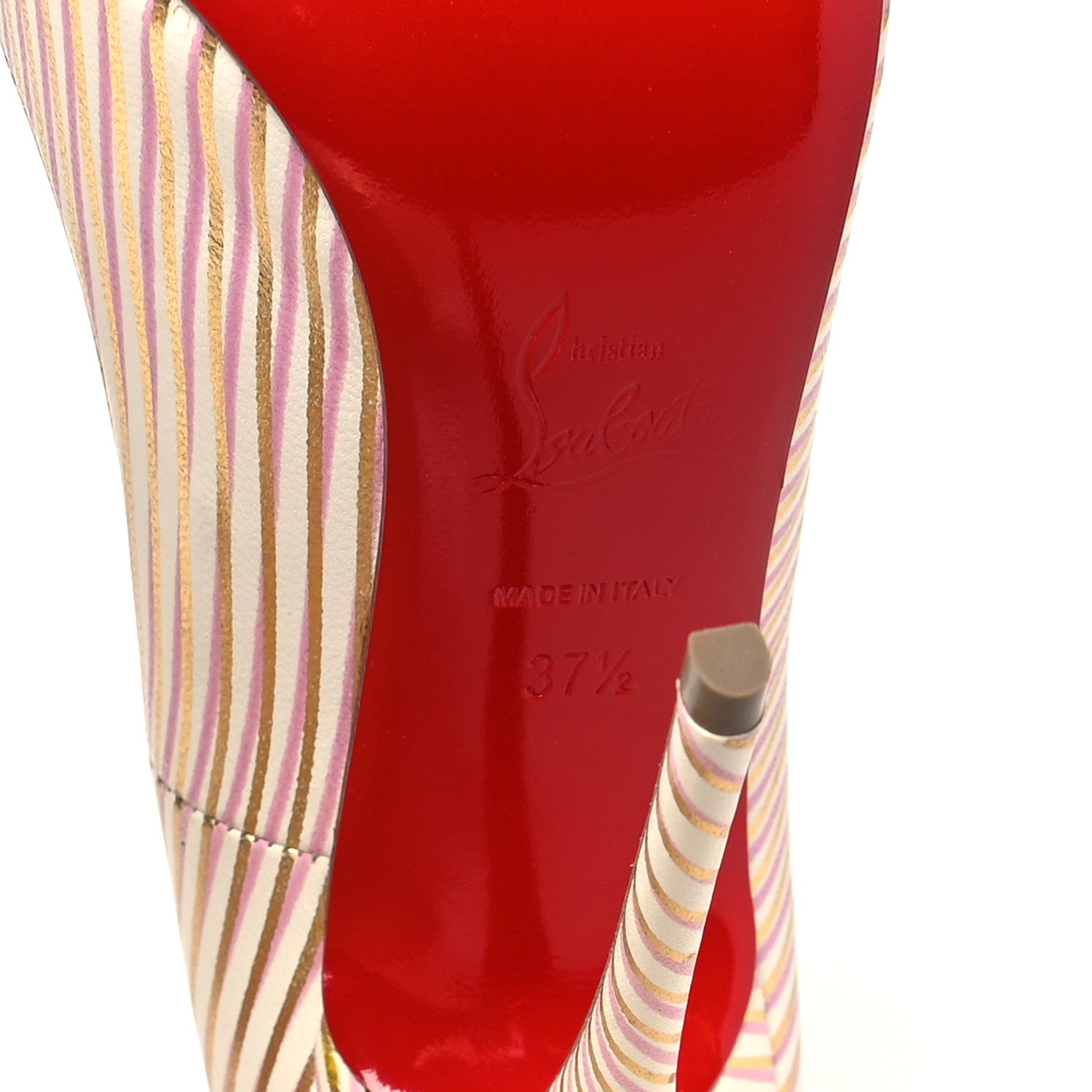 Christian Louboutin Calfskin RayOfLight So Kate 120 Pumps 37.5 Snow Oro 7 of 9