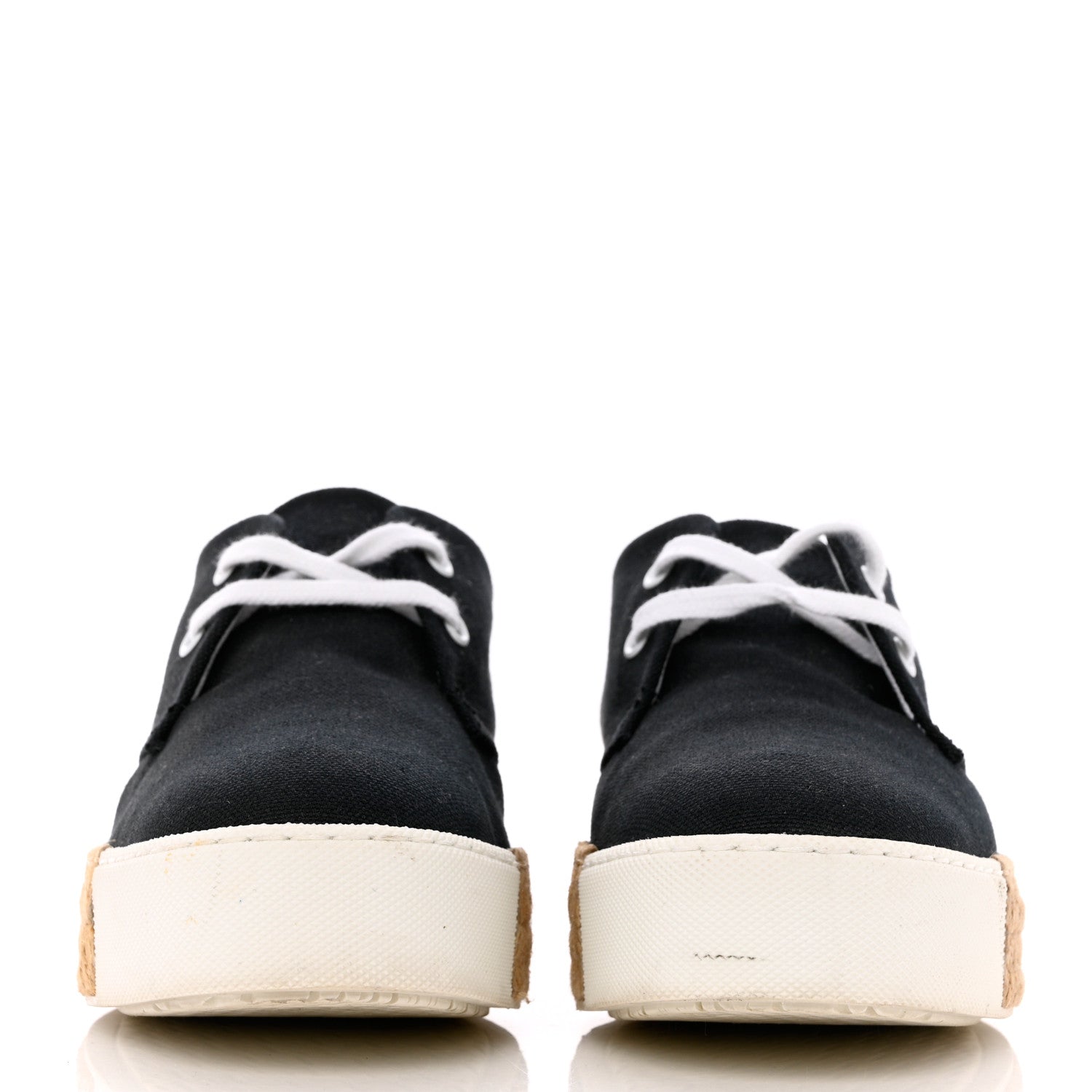 Hermes Cotton Canvas Womens Rosa Espadrille Sneakers 37 Black 2 of 9
