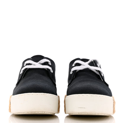 Hermes Cotton Canvas Womens Rosa Espadrille Sneakers 37 Black 2 of 9