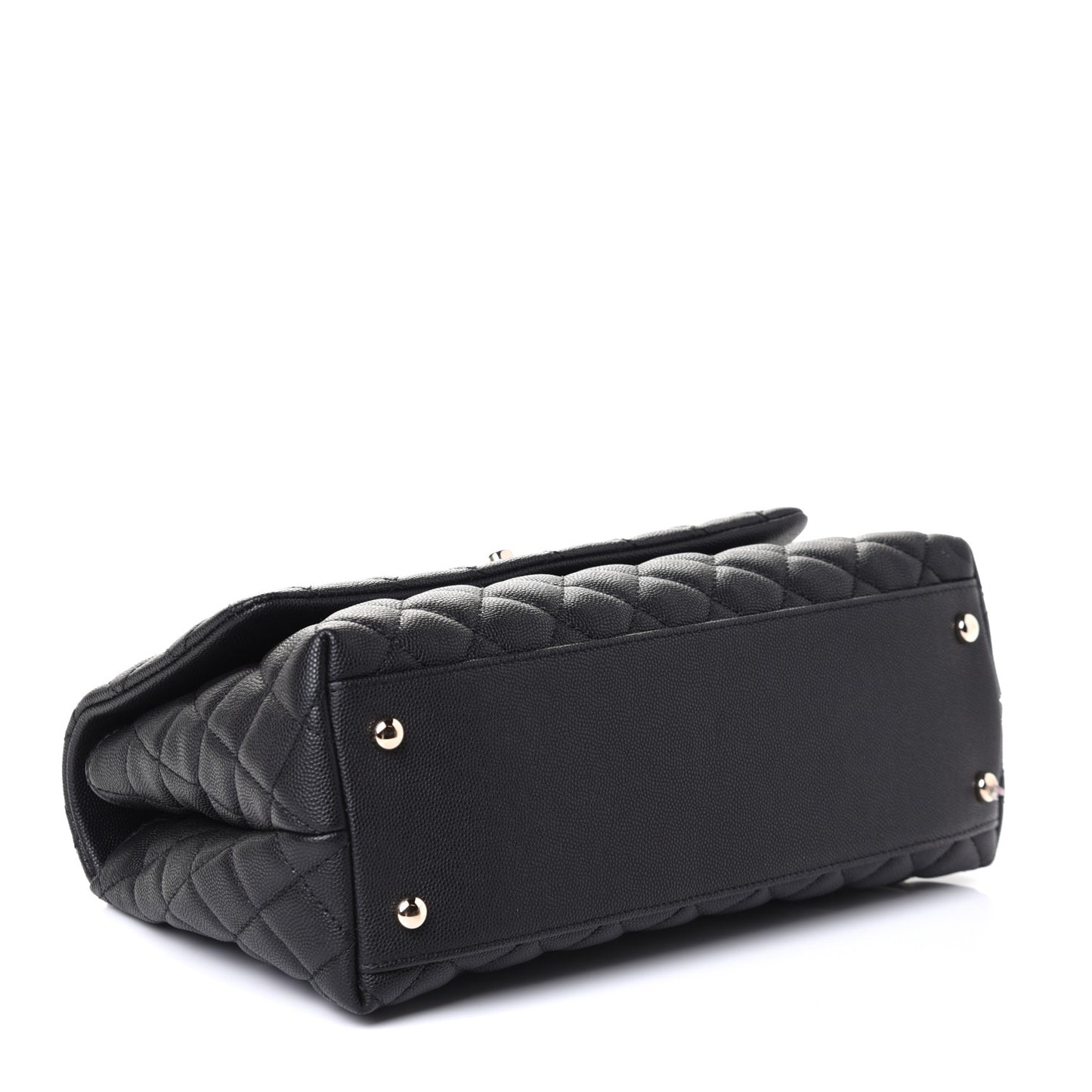 Caviar Quilted Small Coco Handle Flap Black