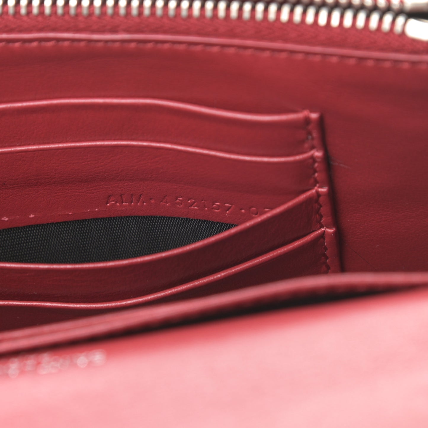 Calfskin Crocodile Embossed Monogram Sunset Chain Wallet Rouge Eros