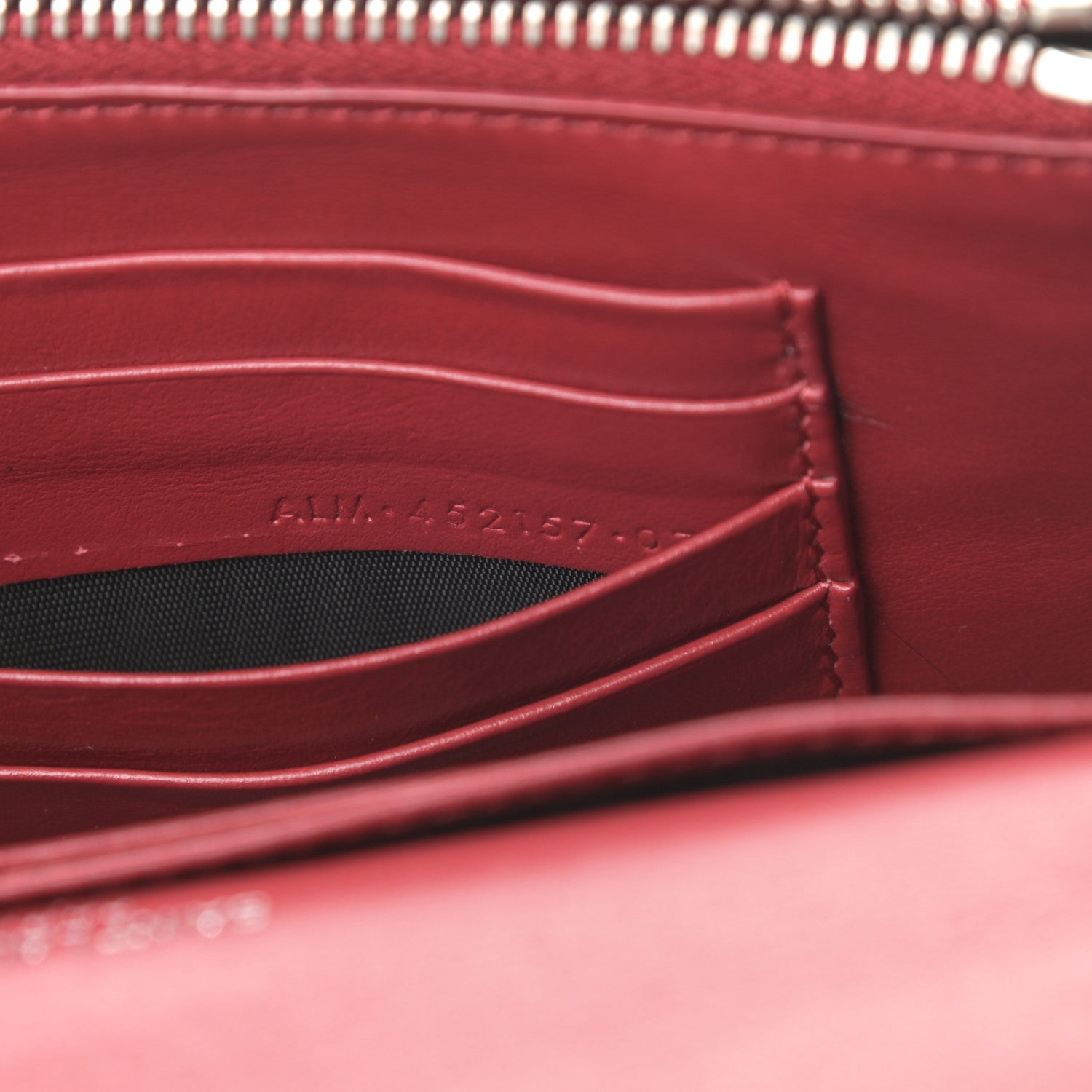 Saint Laurent Calfskin Crocodile Embossed Monogram Sunset Chain Wallet Rouge Eros 7 of 12