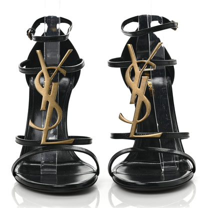 Saint Laurent Cassandra Ankle Strap Sandals 41 Black Gold 2 of 7