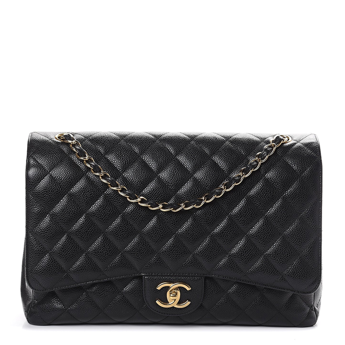 Caviar Quilted Maxi Double Flap Black