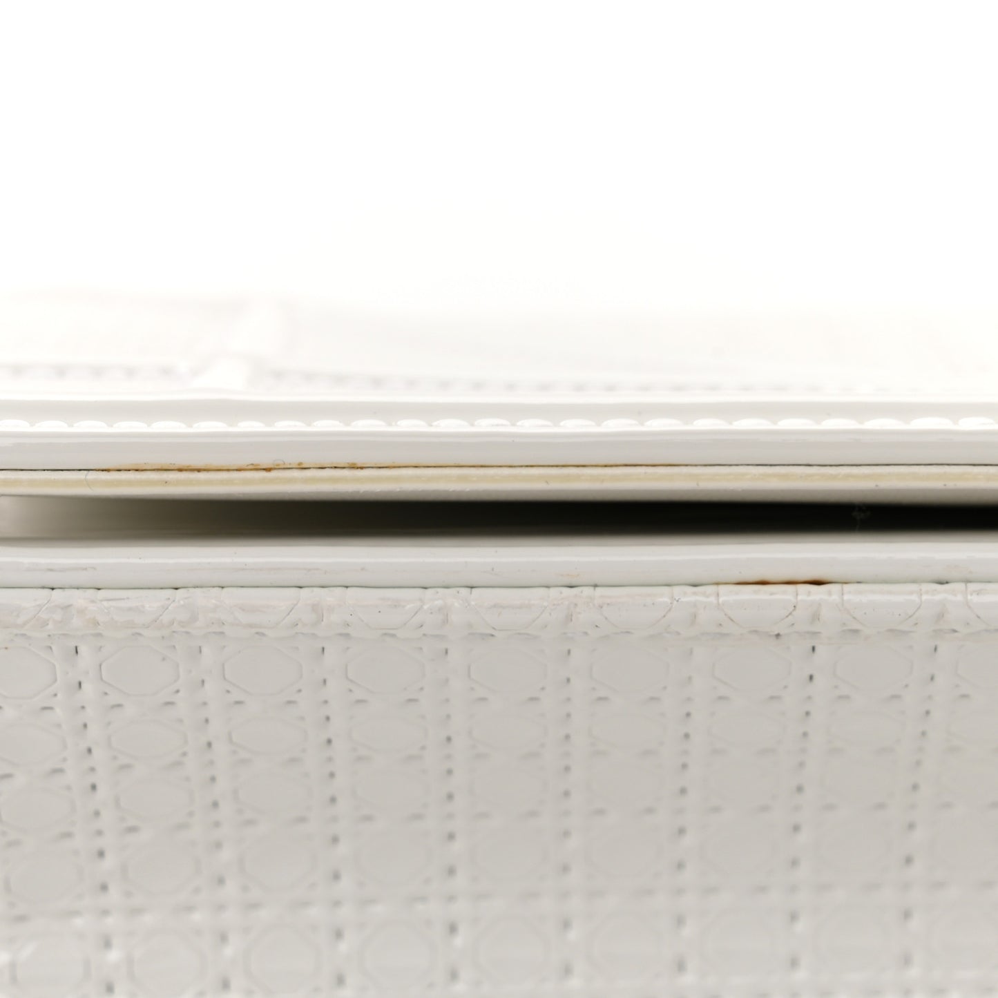 Patent Micro-Cannage Small Diorama Flap Bag White