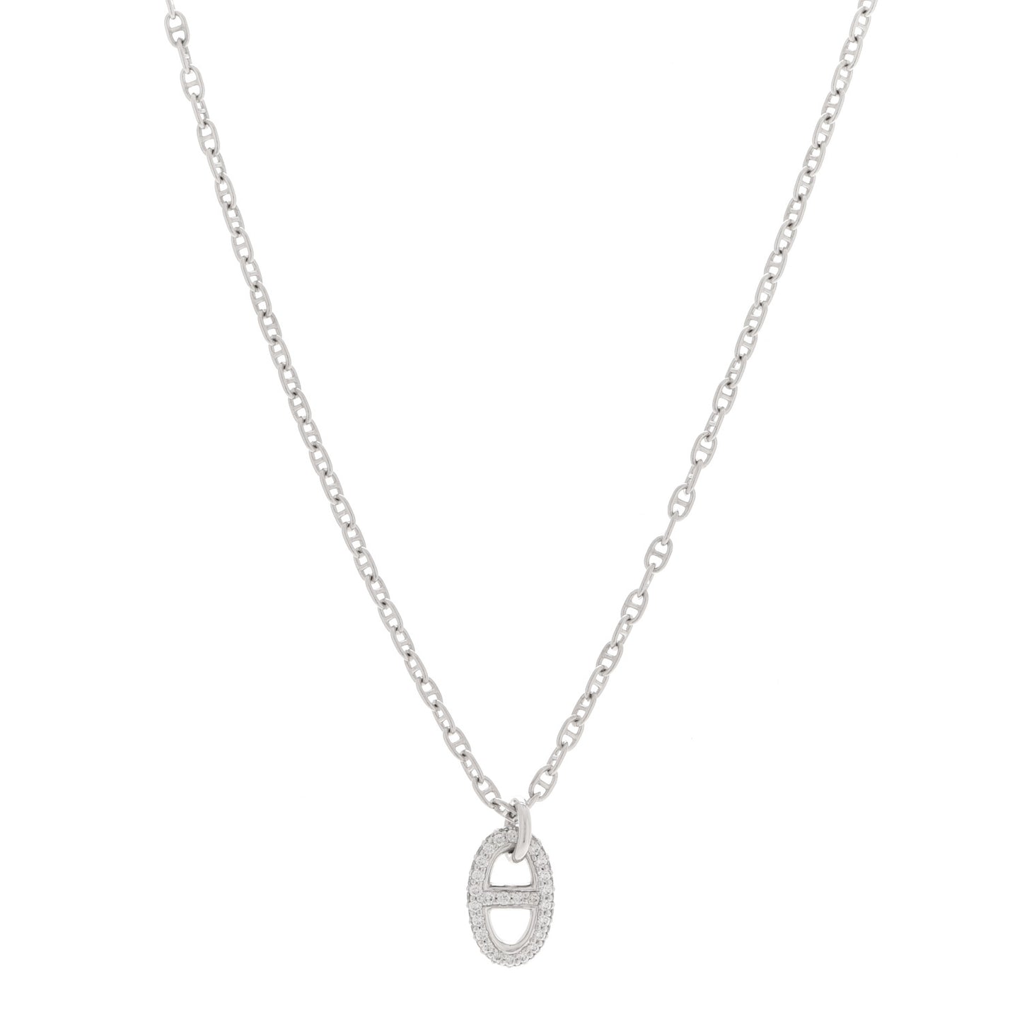 18K White Gold Diamond New Farandole Pendant Necklace