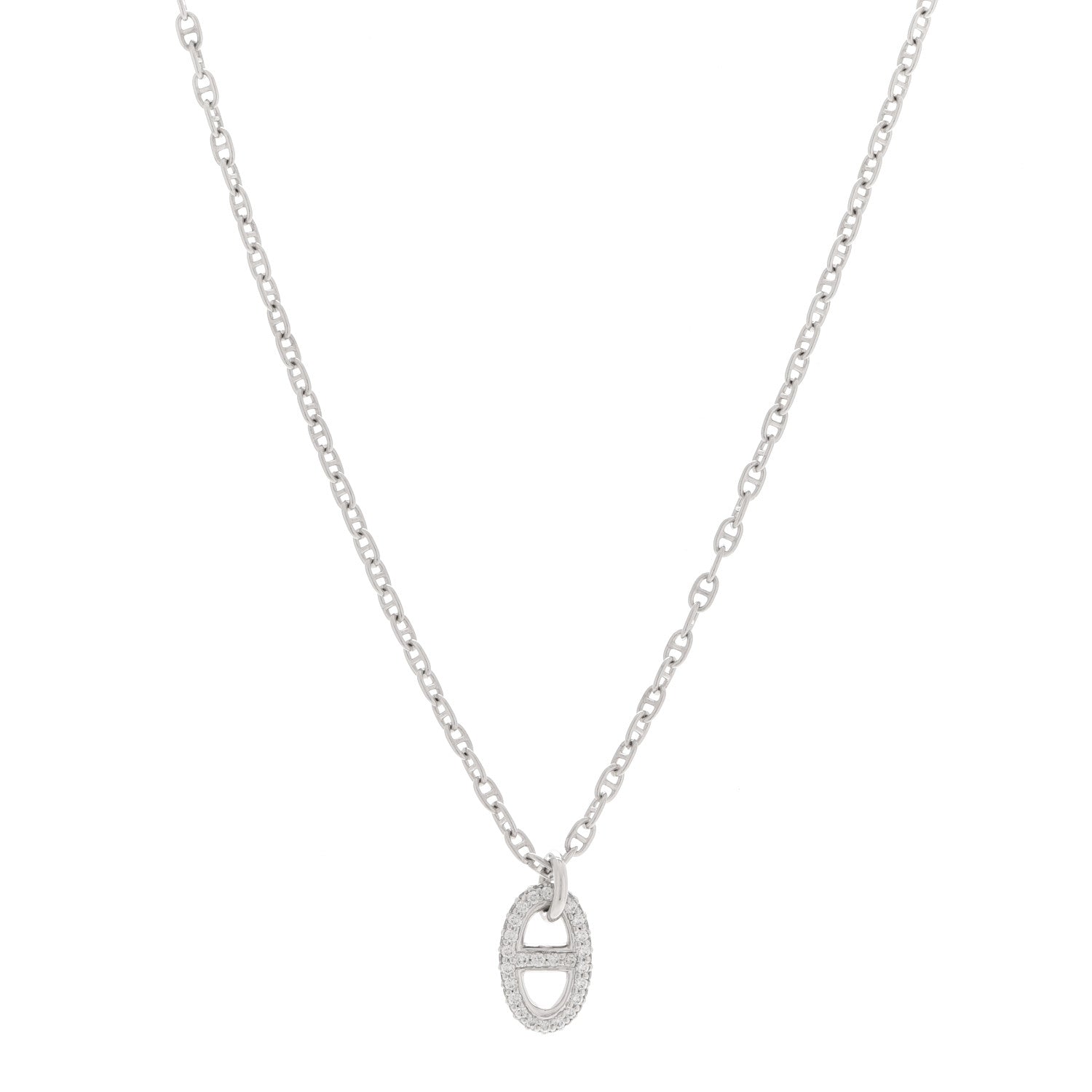 Hermes 18K White Gold Diamond New Farandole Pendant Necklace 1 of 7