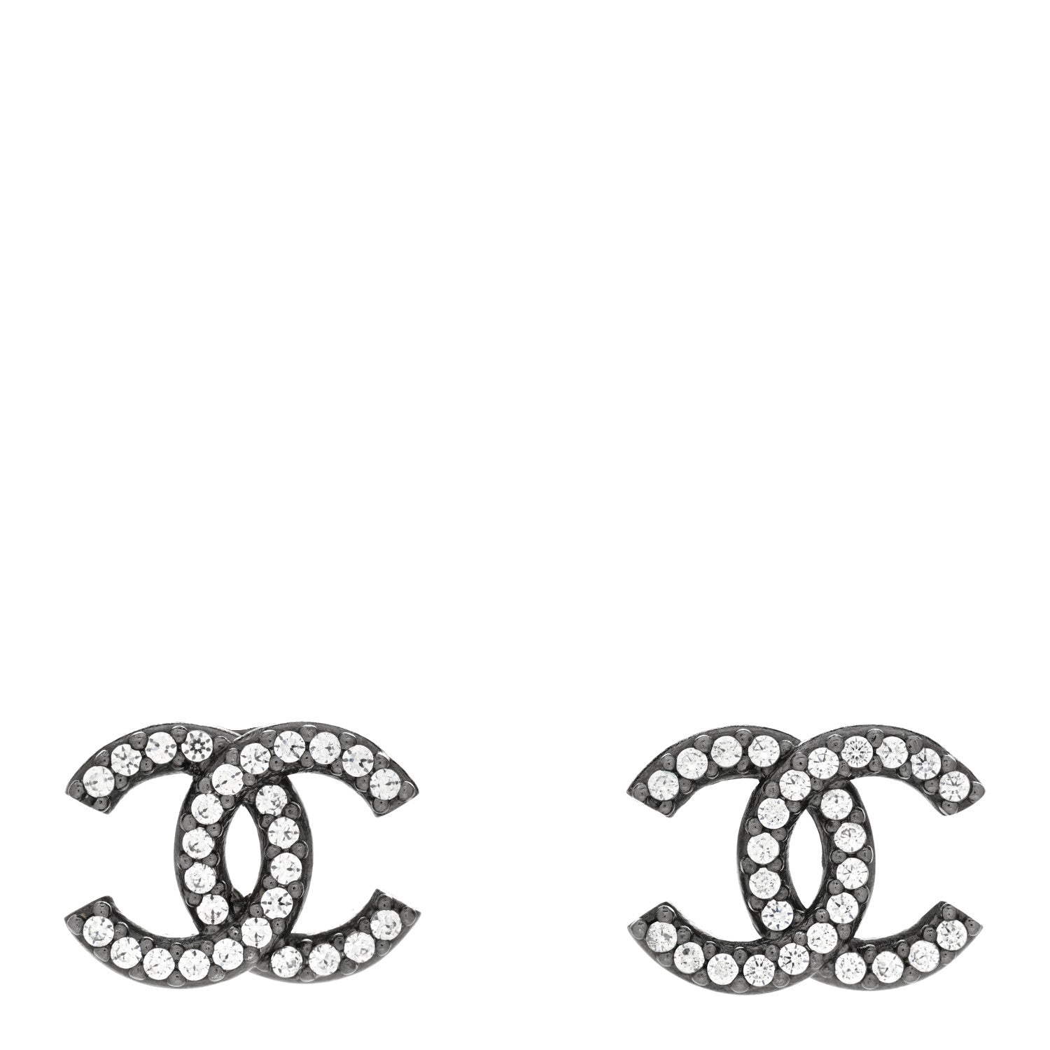 Chanel Ruthenium Crystal CC Earrings Silver 1 of 5