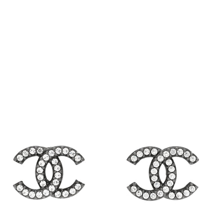 Chanel Ruthenium Crystal CC Earrings Silver 1 of 5