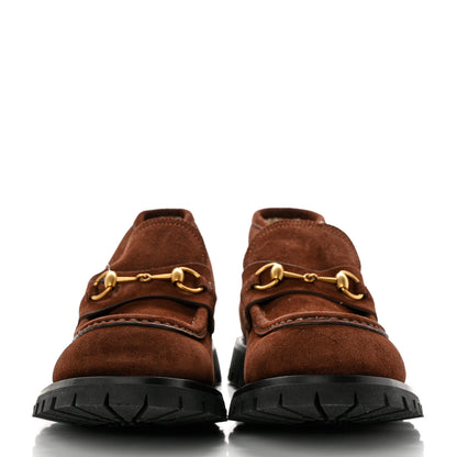 Gucci Suede Shearling Mens Harald Horsebit Ankle Boots 8 Light Brown Butterscotch 2 of 8