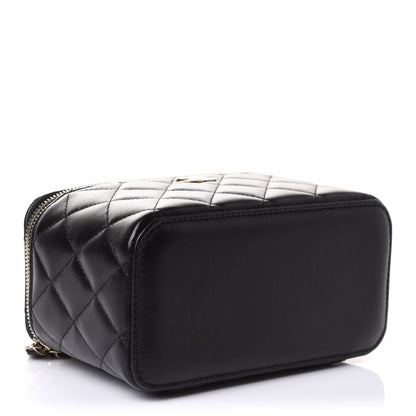 Chanel Lambskin Quilted Small Top Handle Vanity Case With Chain Black 6 of 12