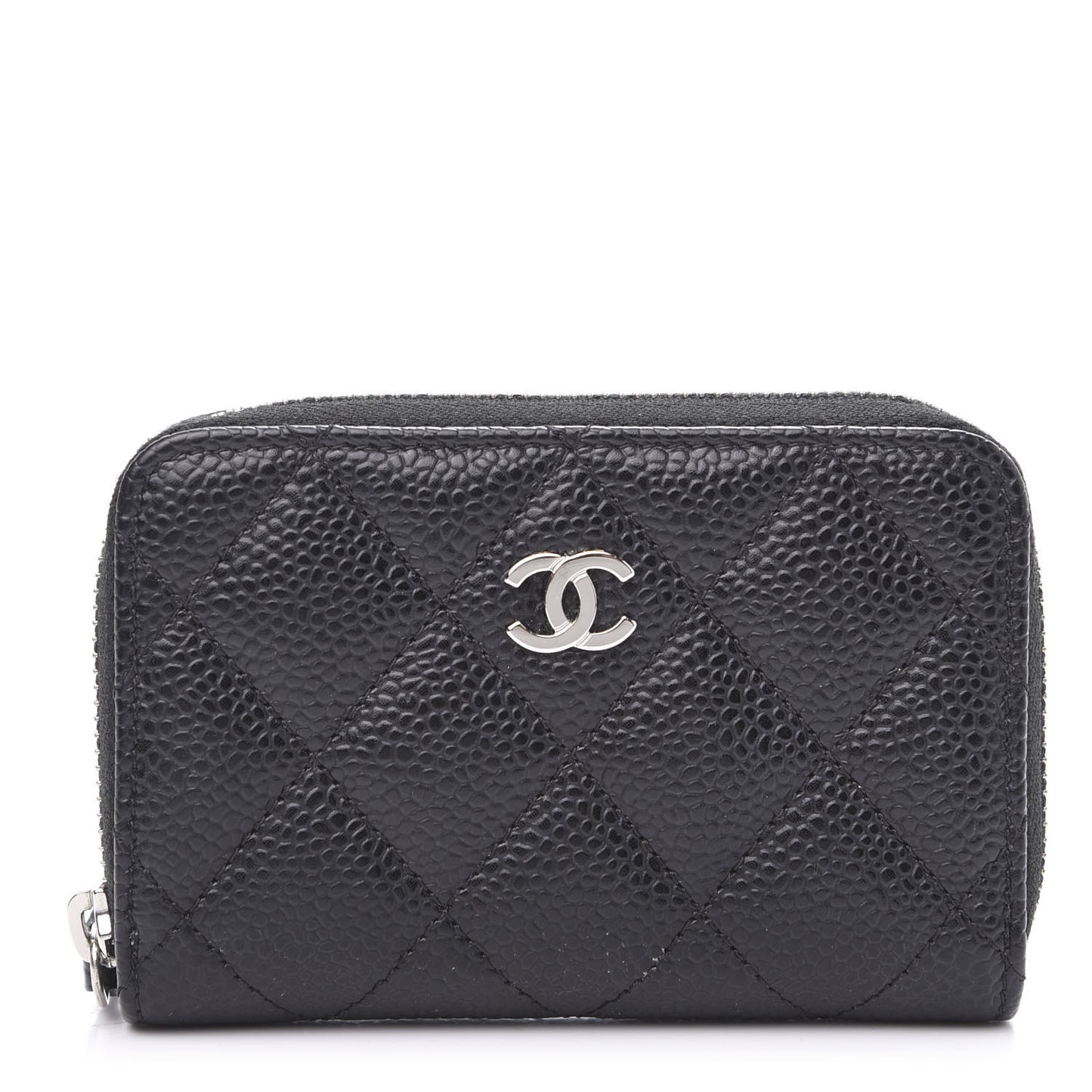 Caviar Quilted Zip Coin Purse Black