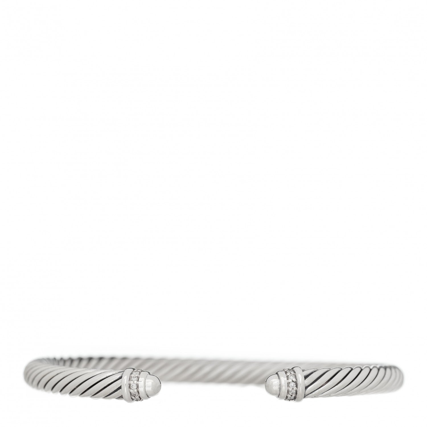 David Yurman Sterling Silver Diamond 5mm Cable Classics Dome Bracelet 1 of 3