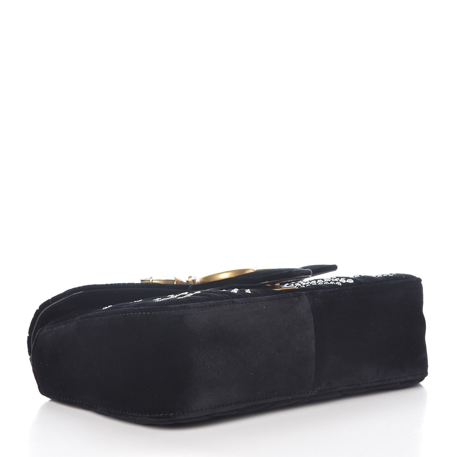 Gucci Velvet Matelasse Marquise Crystals Embroidered Small GG Marmont Shoulder Bag Black 4 of 9