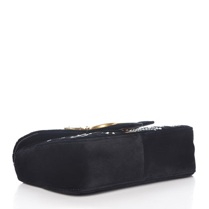 Gucci Velvet Matelasse Marquise Crystals Embroidered Small GG Marmont Shoulder Bag Black 4 of 9
