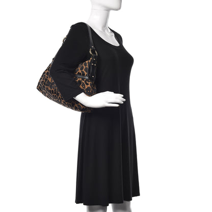 Fendi Jacquard Leopard Print Chef Hobo Tobacco 2 of 10