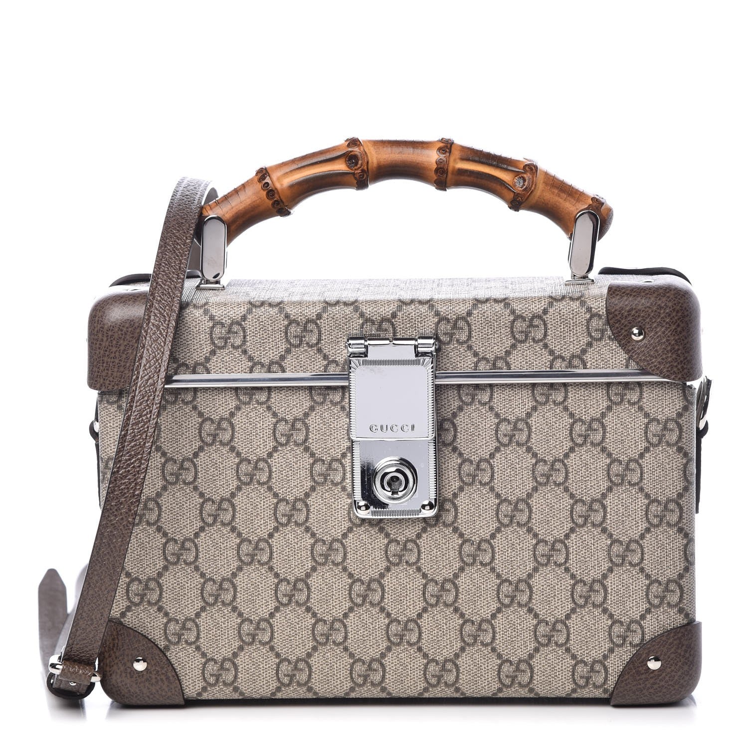 GUCCI GG Supreme Monogram Globe-Trotter Beauty Case in the color Brown by FASHIONPHILE