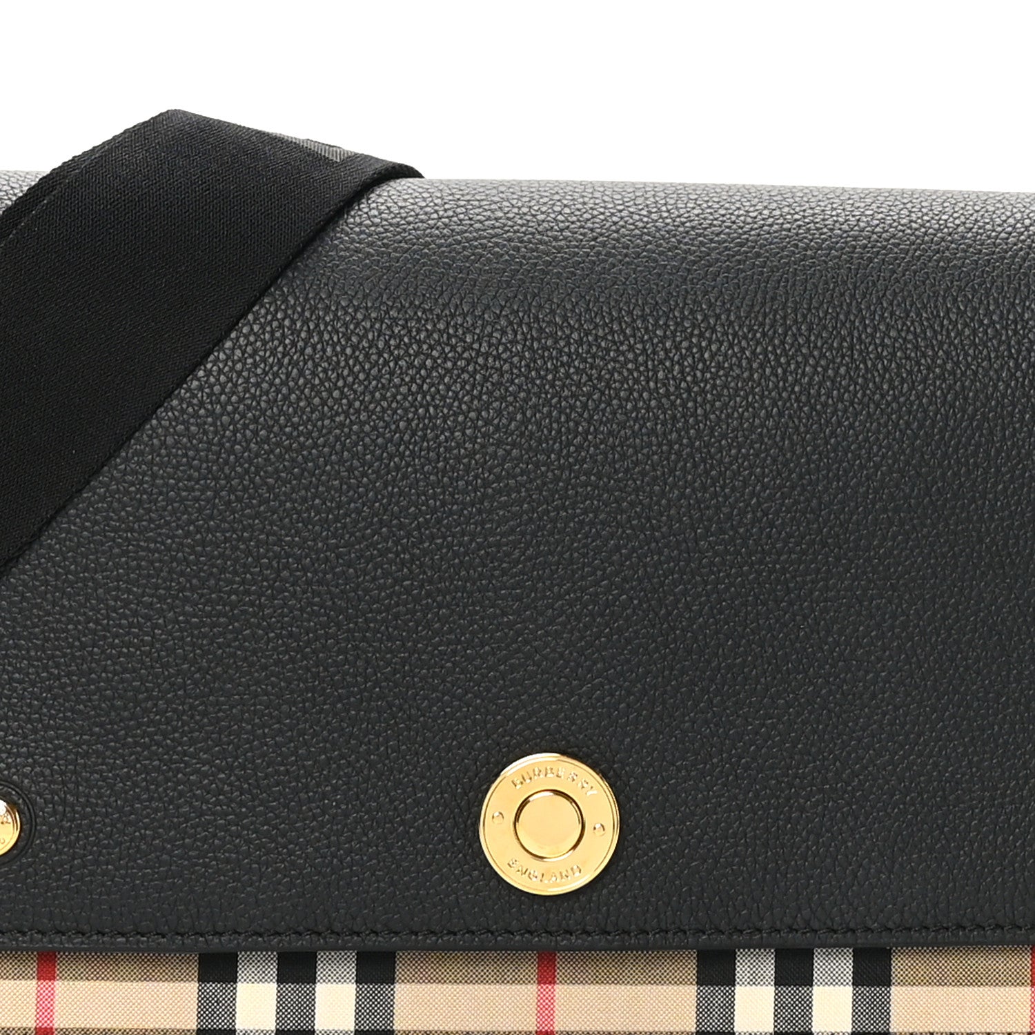 Burberry Grainy Calfskin Vintage Check Note Crossbody Bag Black 7 of 9