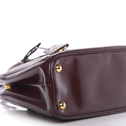 Prada Saffiano Vernice Mini Galleria Double Zip Tote Granato 6 of 9