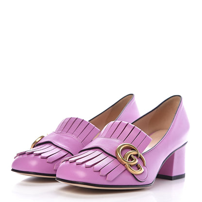 Gucci Malaga Kid GG Marmont Fringe 50mm Loafer Pumps 35.5 Candy Mousse 3 of 10
