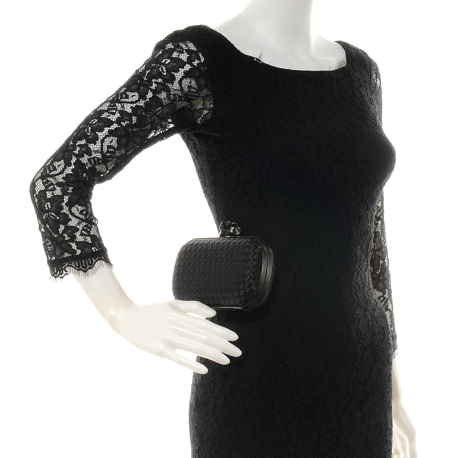 Bottega Veneta Satin Knot Clutch Nero Black 2 of 9