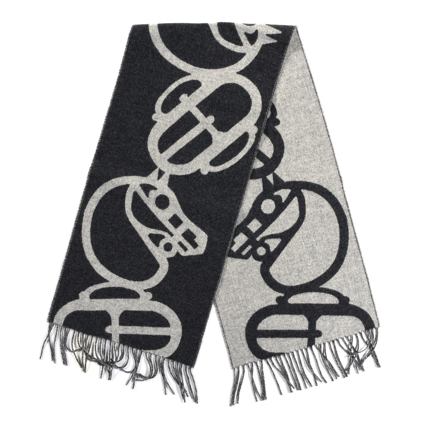 Cashmere Boucles et Camails Muffler Anthracite Gris Clair